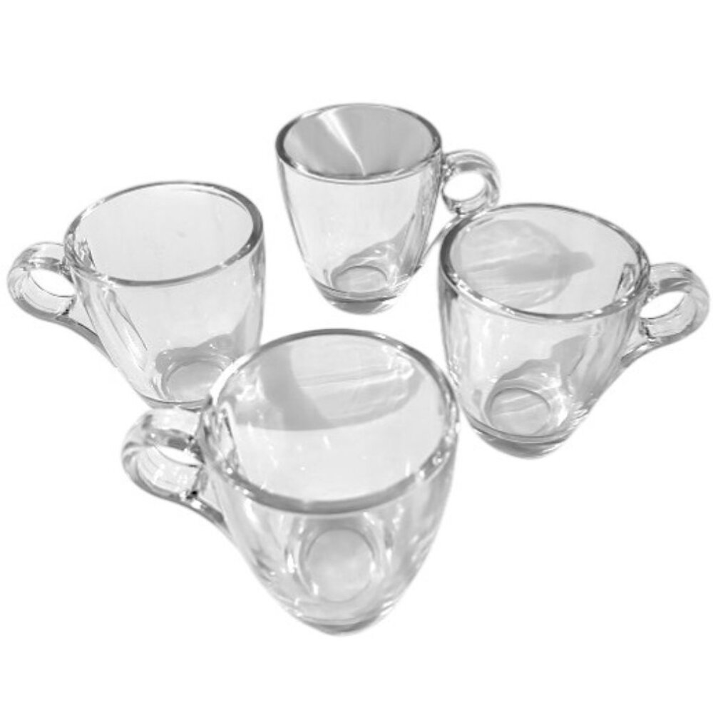 4 Clear Glass Espresso Cups